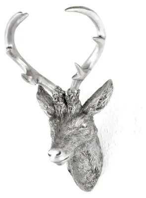 Produktbild von Hirschgeweih 10-Ender in Silber, Metall-Optik 15 x 30 cm, Figur Skulptur Deko