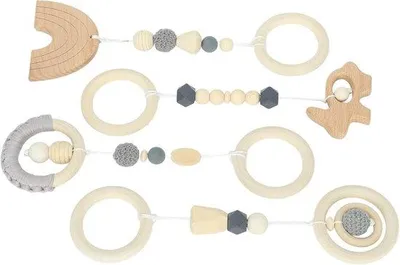 Productafbeelding van Houten Baby Speelgoed voor Activiteitencentrum en Kinderwagen - 4 Stuks