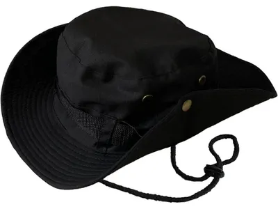 Productafbeelding van Buschhut mesh bucket booniehoed met brede rand en kinband, one size, zwart