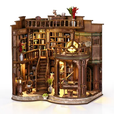DIY Book Nook Kit mit LED, Miniatur-Puppenhaus aus Holz