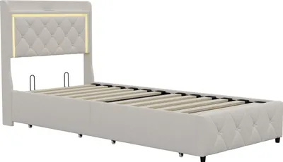 Obrázok produktu pre Čalúnená posteľ Fortuna Lai 90x200 cm s čelom a 2 zásuvkami, USB, LED osvetlenie, funkčná posteľ zo zamatovej tkaniny s lamelovým roštom pre dospelých a mládež
