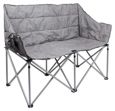 Produktbild von Harbour Housewares Gepolsterter, klappbarer Doppel-Campingstuhl – Grau