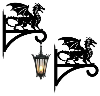 Eisen-Pflanzenhaken, 2 Stück, 30x38 cm, wetterbeständig, Drachen-Design