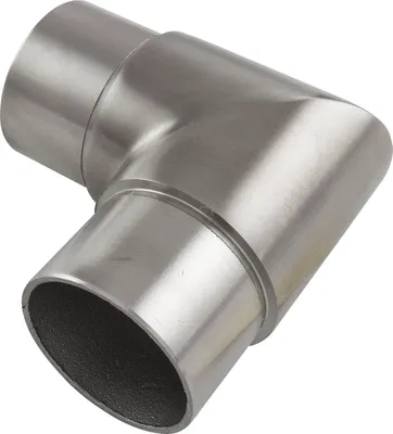 A close-up studio shot of a metal pipe fitting.