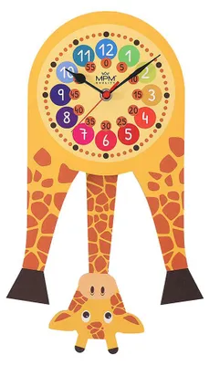 Produktbild von MPM-Quality Fernse Pendeluhr Holz Gelb 21 x 55 cm Kinderzimmer Giraffe