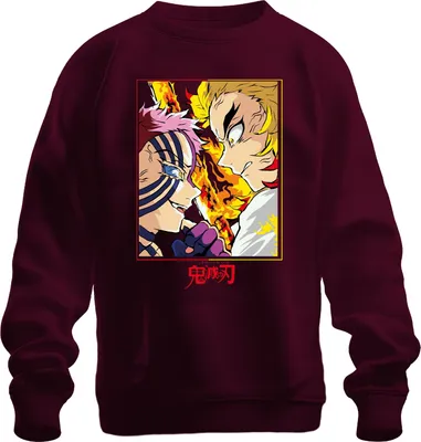 Produktbild von 鬼滅の刃 Rengoku Akaza Flammenkampf Anime Geschenk Fan Uni Sweatshirt Pullover, Burgundy, M