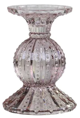 Produktbild von Chic Antique Kerzenhalter mit Perlkante Glas Taupe 14x10 cm