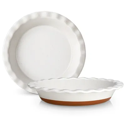Image de 2 pcs moule à tarte, moule à tarte en faïence pour tarte, tarte, quiche, dessert, avec bord haut ondulé, surface sésame