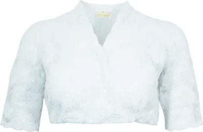 Produktbild von Pierre Marcel Damen Halbarm Spitzen Dirndlbluse Bernice mit Pailletten - Weiß Größe: 42
