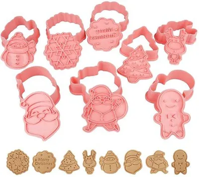 Obrázok produktu pre Formičky na vianočné cukrovinky, 8-dielna sada, plastové, opakovane použiteľné, pre deti