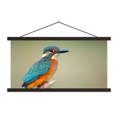 Produktbild von MuchoWow® Textilposter Vogel - Eisvogel - Zweig 60x30 cm mit schwarzem Rahmen - Textilien