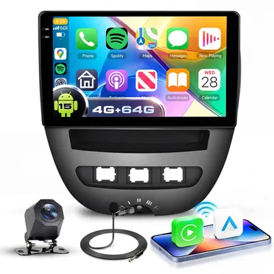 Image de Autoradio Android 15 - Écran tactile HD de 10,1 pouces - Puissance de sortie de 45 watts - Bluetooth, Wi-Fi, GPS