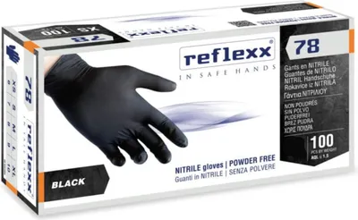 Image de Reflexx R78 gants nitrile sans poudre, 100 % sans latex, 4 g, cat.3, 100 pièces, M