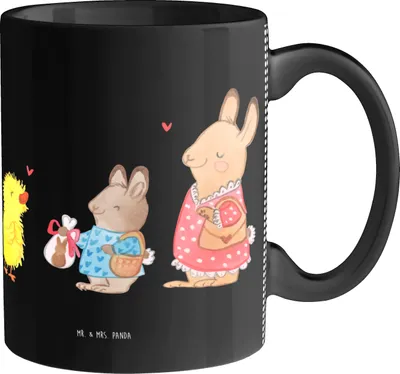 Produktbild von Mr. & Mrs. Panda Tasse Ostern Geschenke - Schwarz - Geschenk, Becher, Frühling, Hase, Osterhase, schöne, Kaffeebecher, Keramiktasse, Küken, Ostergrüße, Teetasse