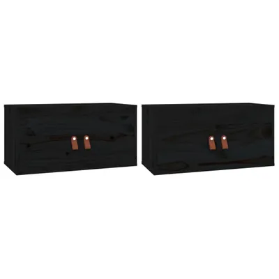 Produktbild von vidaXL Wandschränke 2 Stk. Schwarz 60x30x30 cm Massivholz Kiefer