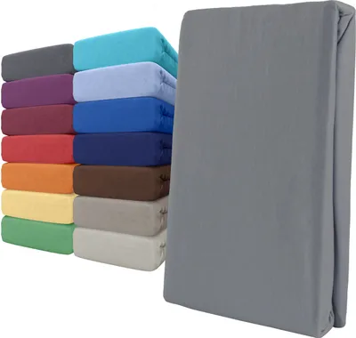 Produktbild von Spannbettlaken Jersey 140-160x200 Grau 100% Baumwolle Rundumgummi