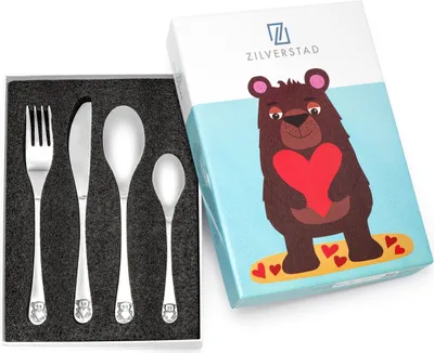 Produktbild von ZILVERSTAD 6828030 BEAR Baby-Besteck-Set