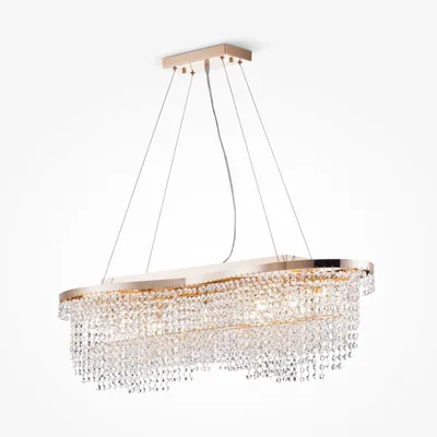 Produktbild von Hängeleuchte Metall H: max. 68 cm in Roségold E14 7-flammig länglich Modern Kristall