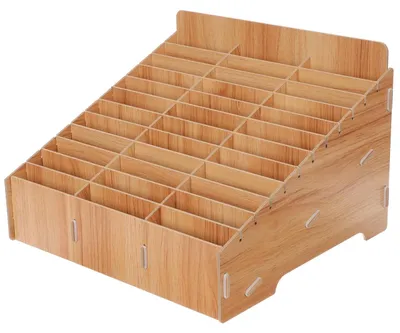 Produktbild von Holz Schreibtisch Organizer mit mehreren Fächern für Büromaterialien