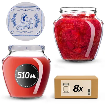 Obrázok produktu pre KADAX konzervovacie poháre 510 ml so skrutkovacím viečkom fi82mm, skrutkovacie poháre s viečkom, poháre na med, poháre na varenie medu (Köchin, 8 kusov)