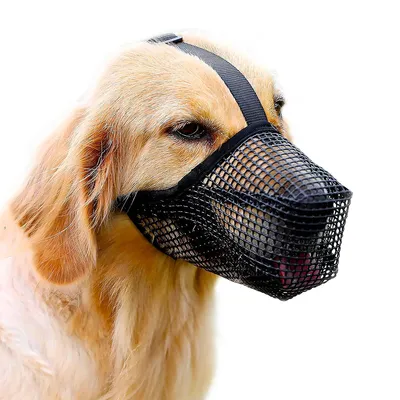 Produktbild von Hundemaulkorb für kleine, mittelgroße Hunde, Maulkorb aus Netzgewebe, weicher Mundschutz mit verstellbarem Riemen
