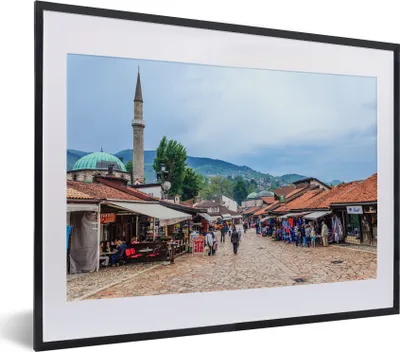 Produktbild von MuchoWow® MuchoWow® Gerahmtes Poster Alter bosnischer Marktplatz von Sarajewo 40x30 cm - Poster mit zchwarzem Bilderrahmen - Bilderrahmen - Poster im Rahmen