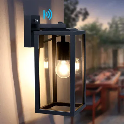 Außenwandlampe mit Dämmerungssensor, E27, IP44, mattschwarz