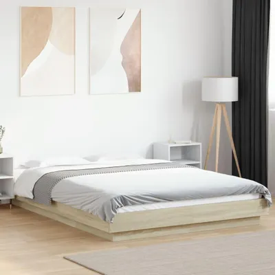 Zdjęcie produktu dla vidaXL Rama łóżka z LED dąb sonoma 140x190 cm materiał drewnopochodny