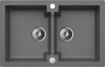Obrázok produktu pre Žulový drez – kuchynský drez – rozmery 79 x 50 cm – farba Moonlight Grey – vstavaný drez – vysoká kvalita – odolný proti poškriabaniu – moderný dizajn, so sifónom, model Mojito 160