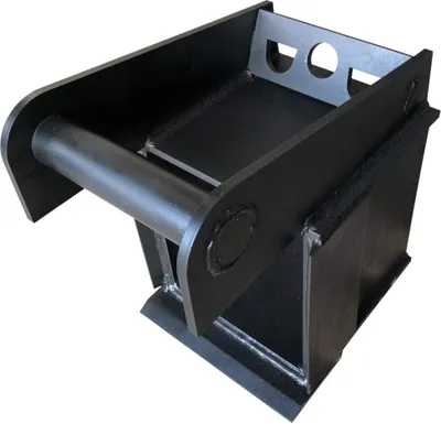 A black metal attachment for a mini excavator, likely a root grapple or similar tool, shown against a white background.