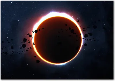 Produktbild von Tulup® Glas-Bild - 100 x 70 - Wandbild aus Glas - Wandkunst - Wandbild hinter gehärtetem Sicherheitsglas - Weltall & Science-Fiction - Sonnenfinsternis - Orange
