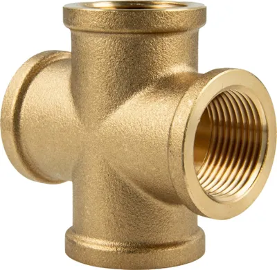Produktbild von tecuro Kreuzstück allseitig Innengewinde Rp 1/2 Zoll, Messing blank CW617N