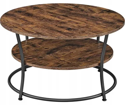 Image de Table basse ronde Loft en bois rustique et métal