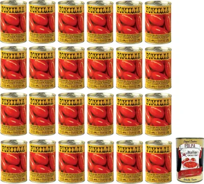 Produktbild von 24x Pomilia Pomodori Pelati,Geschälte Tomaten,100% italienische Tomaten,400g Dose + Italian Gourmet Polpa di Pomodoro 400g Dose