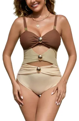 Zdjęcie produktu dla Strój kąpielowy jednoczęściowy typu monokini z ozdobnymi wiązaniami