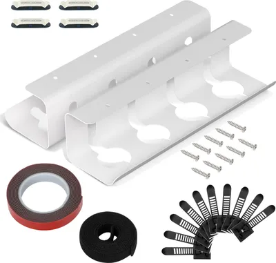 Obrázek produktu pro Izrielar Sada 2 kusů Organizér na kabely s nosností 5 KG Organizér pod stůl Bez vrtání Bílá