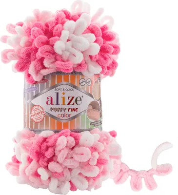 Strickgarn ALIZE Puffy Fine Color weiß, babyrosa, pink