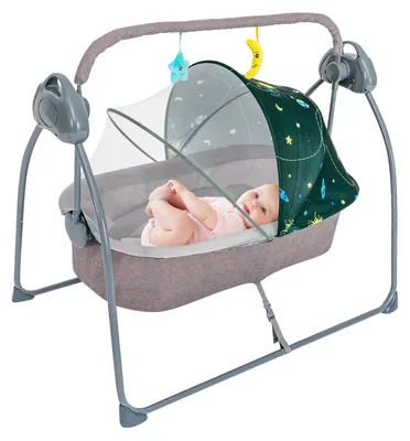 Immagine prodotto di Culla da neonato oscillante - Culla elettrica per bambini - Pieghevole - Con telecomando - Musica e timer (8–60 minuti) - Adatta a neonati da 0 a 18 mesi - Fino a 20 kg
