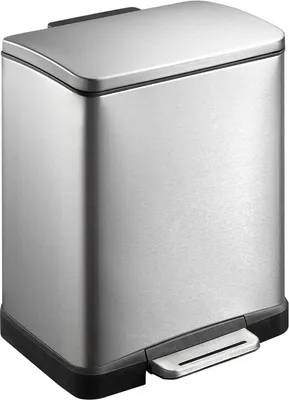 Produktbild von Tritt-Mülleimer rechteckig 20 Liter, EKO - Matt Edelstahl