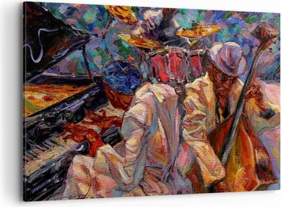Produktbild von Bild auf Leinwand - Leinwandbild - Jazz Musik Band - 100x70cm - Wand Bild - Wanddeko - Wandbilder - Leinwanddruck - Bilder - Kunstdruck - Wanddekoration - Leinwand bilder - Wandkunst - AA100x70-3481