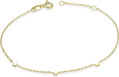 Produktbild von MATERIA Stern Armband Gold für Damen - 925 Silber Armkette vergoldet filigran 16,5cm mit 2cm Verlängerungskette SA-99