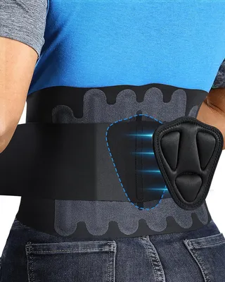 Immagine prodotto di Cintura di supporto lombare con cuscino 3D e 6 supporti - Colore nero, taglia XL