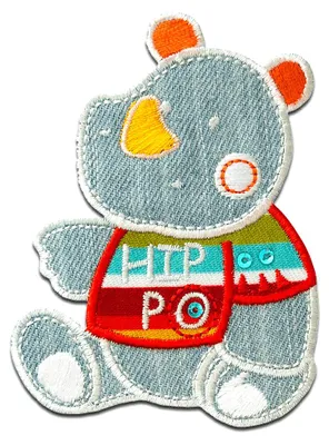 Obrázek produktu pro Hroch hrošík - nášivka, nažehlovací, nášivka, nášivky, k nažehlení, velikost: 8,2 x 6,2 cm
