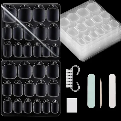 Produktbild von Selbstklebende Nagel-Schablonen Set, 0,3mm Dick, Wasserfest, mit Nagelpflege-Werkzeuge, 10 Stück