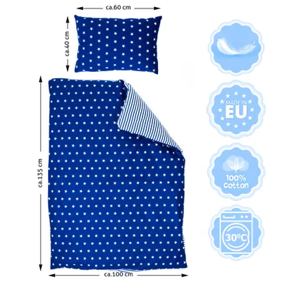 Produktbild von Amilian, Kinderbettwäsche, 100% Baumwolle, 100x135 cm & 40x60 cm, Hotelverschluss, 2-teilig, für Baby- & Gitterbett, mit kindgerechten Motiven, Hautfreundlich, Pflegeleicht