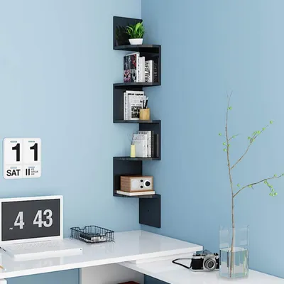 Immagine prodotto di Scaffale a parete in MDF, 5 ripiani, nero, 20 x 20 x 123 cm
