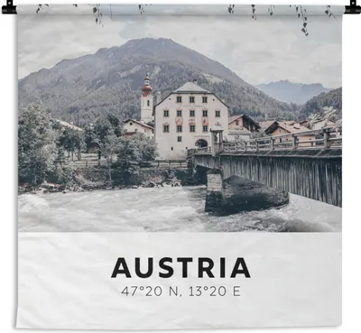 Produktbild von MuchoWow® Wandteppich Wandbehang Österreich - Fluss - Bäume 90x90 cm Tapisserie Dekoration Wandtuch - Wandaufhänger