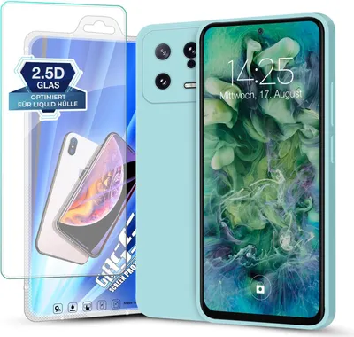 Produktbild von Hülle für Xiaomi 13 5G mit 9H Displayglas Displayschutz Plus Case Cover Bumper Silikon Softgrip Schutzhülle Farbe: Hellblau