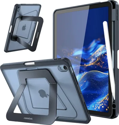 Produktbild von Fintie Stoßfester Hülle für iPad Air 11 Zoll (M4 2026/M3 2025/M2 2024), iPad Air 5./4. Gen 10,9 Zoll – [Integrierter Stifthalter] Schlanke mattierte Hartschale Schutzhülle mit Mehrwinkel-Ständer, Schwarz