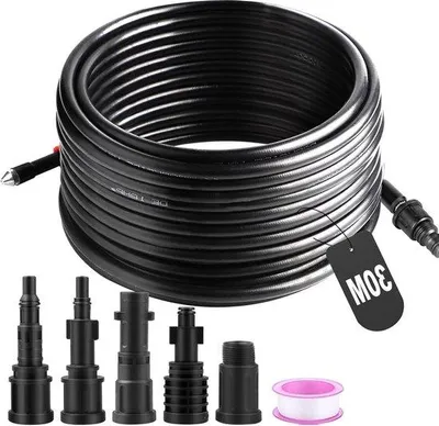 Productafbeelding van 30 meter, 180 bar, ontspanningsslang met wateraansluiting - 5 adapters - voor Lavor Interpump